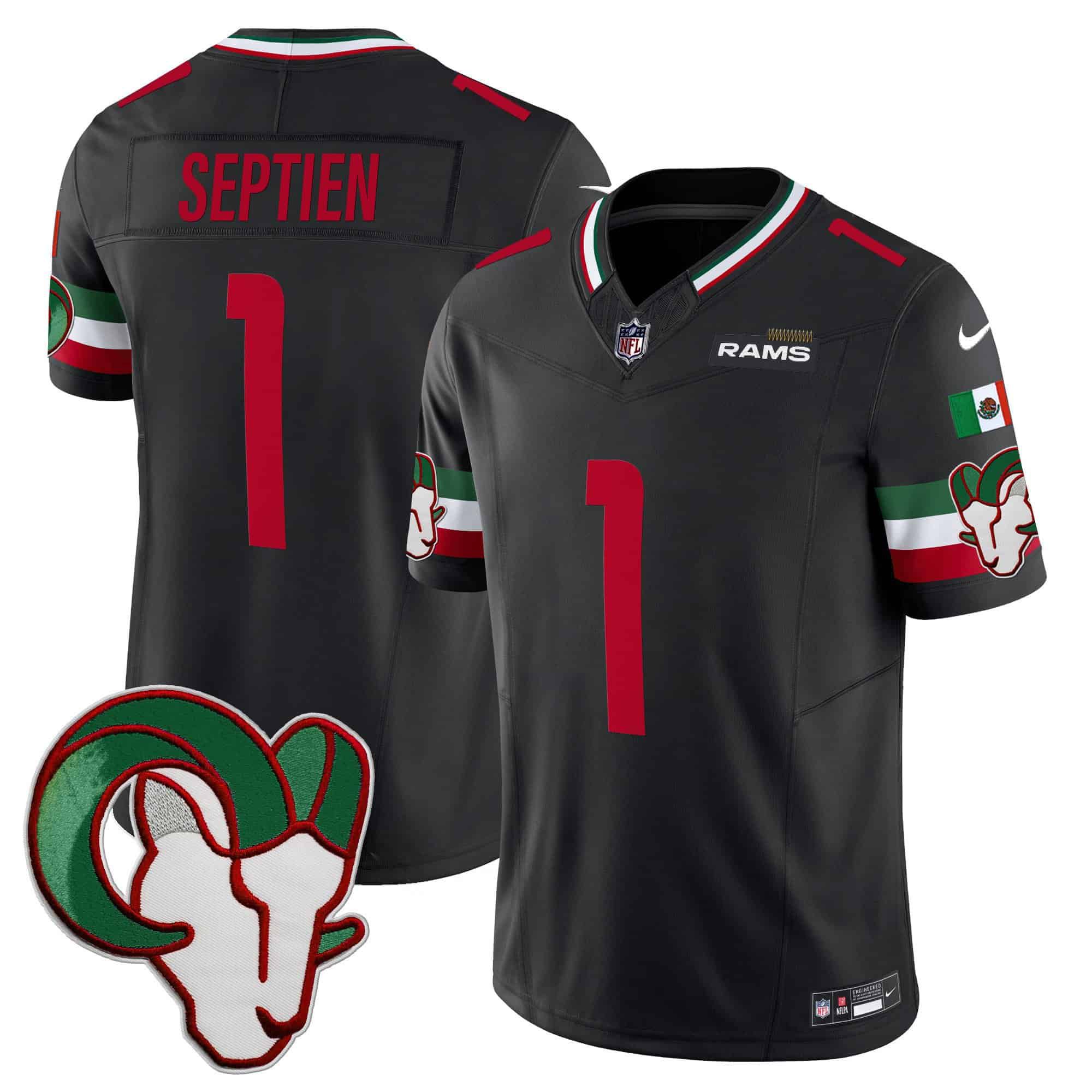 Men Los Angeles Rams #1 Septien Black 2024 Nike Mexico Vapor Limited NFL Jersey->indianapolis colts->NFL Jersey